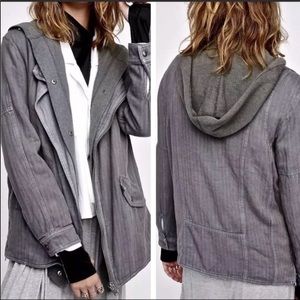 Free People Double Layer Hooded Jacket- Gray
